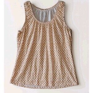 Womens Size XXL Merona Ruffled Edge Tank Top Cream Orange Geometric Stars Mom